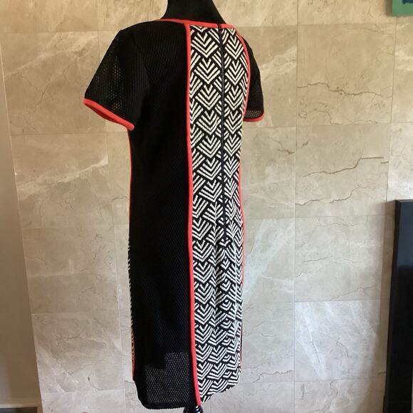 Yoana Baraschi Runway Dress 6 Black White Geometric Mesh Panel Colorblock Fall - Picture 9 of 11